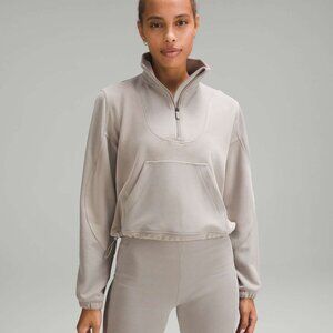 NWT 10 Lululemon BRUSHED SOFTSTREME RIBBED HALF ZIP - Riverstone Gray
